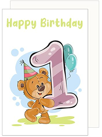 Edition Seidel Premium Geburtstagskarte zum 1. Geburtstag mit Umschlag. Kindergeburtstag Glückwunschkarte Billet Happy Birthday Junge Mädchen (G3372 SW023)