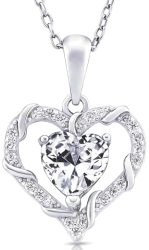 DIAMANTIS Herz Halskette 925 Silber Damen Halskette mit Herz Anhänger Silber Kette für Damen Schmuck Geschenk für Frau Frauen Mutter Freundin an Geburtstags Weihnachten Valentinstag
