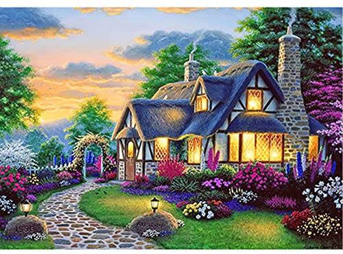 DCIDBEI 50x40CM Sonnenuntergang Diamond Painting Square Drill für Erwachsene, Diamant Malerei Landschaft ländlich, Puzzle Leinwand Kinder, Kristall Handwerk Inneneinrichtung | Landhaus