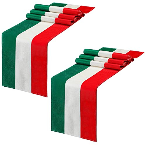 Kingdder Italienischer Tischläufer, Partydekoration, 33 x 183 cm, Leinen, gestreift, für Zuhause, Küche, Esszimmer, Abendessen, Heimdekoration, 2 Stück