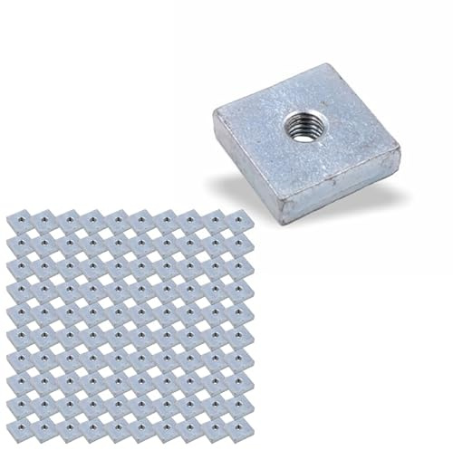 Nutenstein | Gewindeplatte 20x20x6 mm M6 Gewinde mittig | Stahl galvanisch verzinkt (100 Stück)