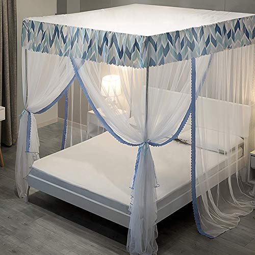 Betthimmel für Mädchen Moskitonetz Prinzessin DREI Seitenöffnungen Post Romantische Spitze Bettvorhang Baldachin Netting Bettnetz Baldachin Bettwäsche (Größe: 200 × 220 cm)