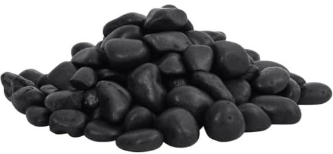 vidaXL Polierte Kiesel, Kieselsteine mit guter Drainage, Flusskiesel Zierkies für Aquarium Garten Dekoration, Dekosteine Gartenkies Glanzkies, Schwarz 25 kg 2-5cm