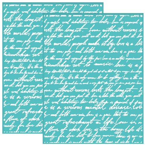 OLYCRAFT 2 stencil autoadesivi in seta per stampa serigrafica in inglese, 22 x 28 cm, stencil in rete riutilizzabili per trasferimento su magliette e tessuti