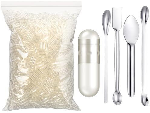 Timgle 2000 Count Size 00 Empty Capsules with Lab Spoon Capsule Filling Kit Clear Fillable Capsules Empty Caps DIY Vegetable Capsule Filling for Making Your Own Supplements
