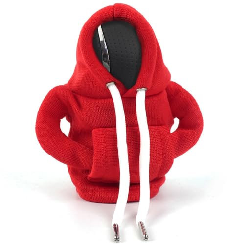 1 Pieza Shift Knob Hoodie,Sudadera Palanca Cambios,Pomo para Palanca de Cambios,Cubierta para Palanca de Cambioscubierta con Capucha,Funda Cubierta Palanca Cambios,Sudadera Marchas Coche-Rojo