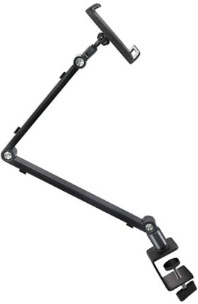 TYCIONG - Pinza de brazo largo para teléfono, brazo flexible, soporte de tableta, tipo clip, soporte de escritorio para tableta y teléfono, soporte plegable giratorio de 360 grados