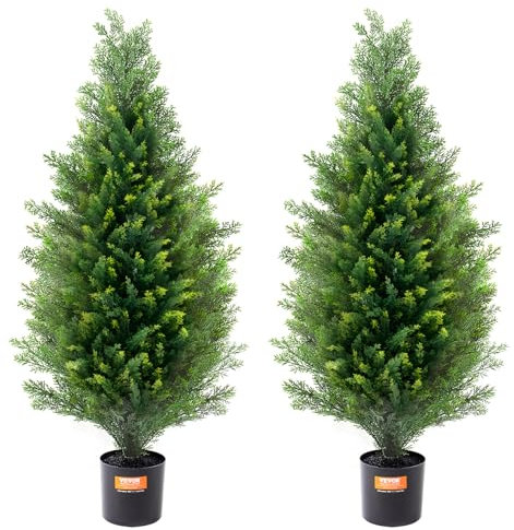 VEVOR Albero Topiario di Cedro Artificiale, Alto 91,4 cm Realistiche Piante in Vaso di Pino con Foglie Extra, Set di Verde Artificiale Protetto dai Raggi UV per Domestica di Interni Esterni (2 Pezzi)