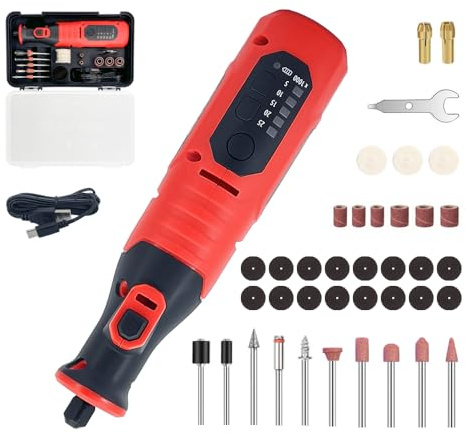 Werktough Cordless Rotary Tool Kit, 5-Speed Mini Grinder with 2.0A 8v Battery, Multi Tool with 40 Accessories for Engraving, Sanding, Drilling, Polishing, Grinding, DIY Crafts