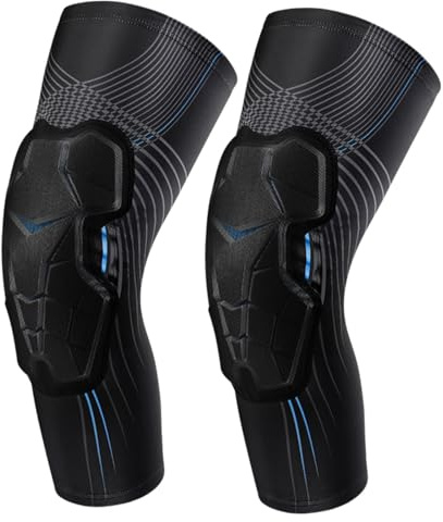 Hotfiary 2 Pack Basketball Knee Pads for Youth Adults, Compression Knee Brace with Collision Avoidance 10mm Thickness EVA Foam Pads, Knee Leg Sleeves for Volleyball Football Weightlifting Wrestling