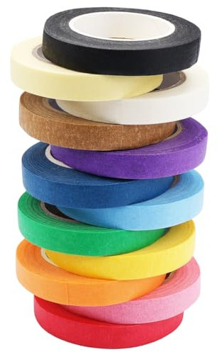 12 Rotoli Nastro Adesivo Colorato,10mmx13m Nastro Adesivo Carta Colorato,Nastro per Mascheratura,Nastro Adesivo da Pittore,Nastri Washi Scrivibile,Nastro di Carta per Pittura per Drafting,Artigianato