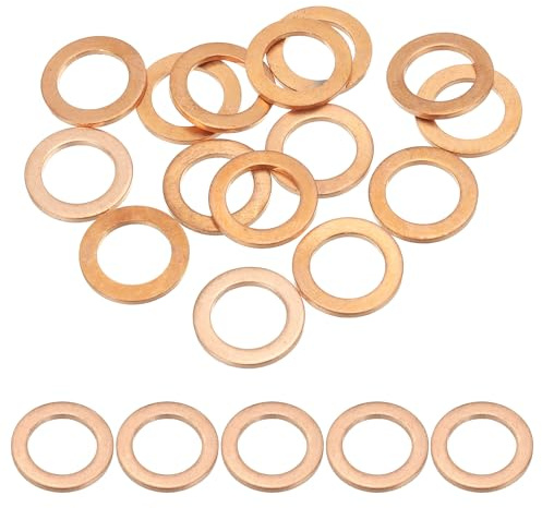 PATIKIL 15pcs Arandela de Cobre M12, Anillo de Sellado, 18x12x1.5mm(OD*ID*Grosor) Junta Plana Métrica Crush Accesorios Hidráulicos para Tornillos Perno Tapones de Cárter Drenaje de Aceite