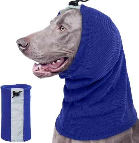 Hundeschal, Ohrenschützer Winter Hund Ohrenschutz Silvester Ohrenwärmer Hund Warmer Hoodie Hundeschal Grosse Hunde Kopfhörer für Hunde Silvester(Blau, L)