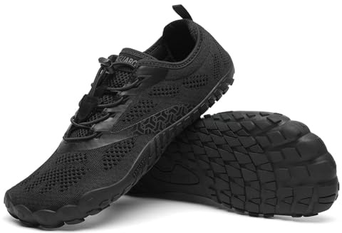 SAGUARO Barfotaskor herr dam tåskor unisex traillöparskor, Kolsvart, 40 EU