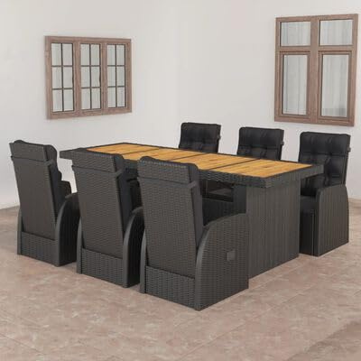 IKAYAA Gartenmöbel Set Rattan 6 Personen mit Verstellbaren Stühlen, Tisch und Sitzgruppe für Terrasse und Außen - Poly Rattan 7-tlg
