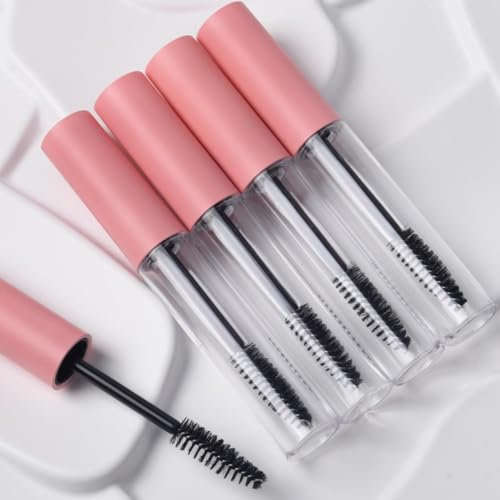 Lot de 5 tubes vides de mascara - 10 ml Pour crème de cils Flacons transparents Rechargeables En plastique Pour huile de ricin Avec bouchon intérieur Évite les fuites