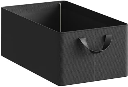 WOLTU Aufbewahrungsbox 1 Stück,Stoffbox, für Schlafzimmer, Arbeitszimmer, Wohnzimmer, Organizer Box mit Griffen, für Kleidung Spielzeug, faltbar, Schwarz, 47x20x28 cm