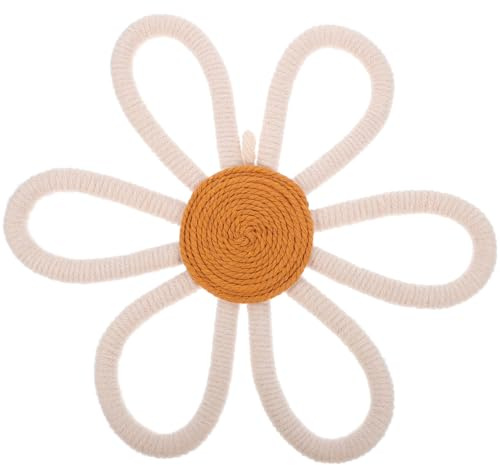 BESPORTBLE vävd tusensköna väggdekoration boho flickrum bomullsrep blomma väggdekoration barnrum väggdekoration vit medel
