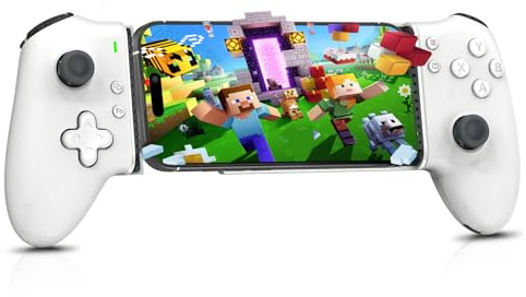Shiptree Manette Téléphone pour Android/iPhone, Manette pour Smartphone avec Manettes à Effet Hall, Vibration, Bluetooth, Boutons Semi-Mécaniques, USB-C, Compatible avec Xbox, Minecraft, Blanc