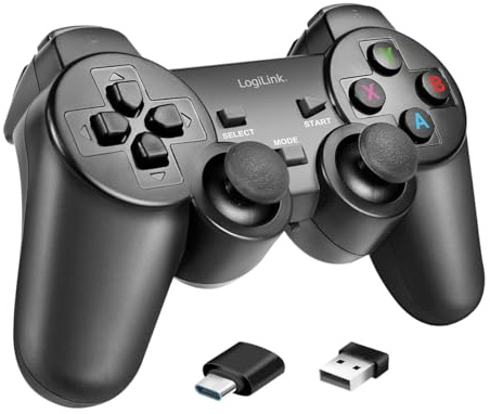 LogiLink AA0187 - Controlador de juegos inalámbrico, 2,4 GHz, para Windows PC, Android, TV Boxes, PS3