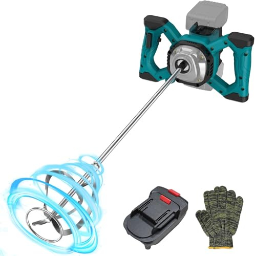 Mezclador de cemento inalámbrico para batería MAKITA y DEWALT, mezclador de concreto portátil, taladro mezclador de 21 V y 6 velocidades, mezclador de taladro de 1000 W para barro, motar, pintura