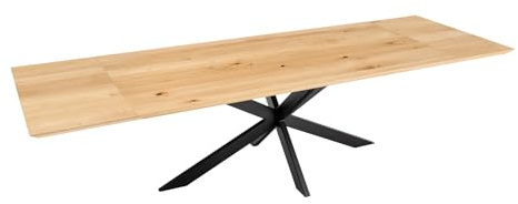 Riess Ambiente Verlängerbarer Esstisch WILD Oak - 200-300cm - Natur - Eiche Massivholz Schweizer Kante Sterngestell 8–12 Personen