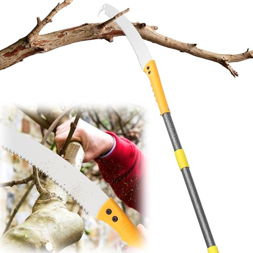 Pole Saws for Tree Trimming, 10.8FT Long Extension tree trimmer pole saw, Lightweight Manual Pruning Saw with Mn Steel Blade, Tree Branch Trimmer for Yard, Garden, Patio