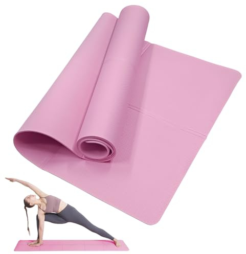 Esterilla de Yoga Clásica para Mujer y Hombre, NIUAWASA Estera de Gimnasio Portátil de 3mm EVA para Ejercicios Yoga, Pilates Entrenamiento Acampar al aire Libre Viajar (Rosa)