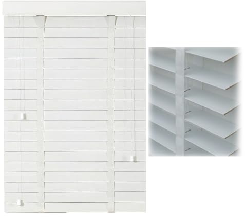 WXGZSKLV Wood Blinds 50 mm Cordless, Custom Size Wide 45 30 60 120 175 160 100 85 cm, Wooden Privacy Blinds, Horizontal Light Filtering Venetian Blind Shades for Door Windows(White)