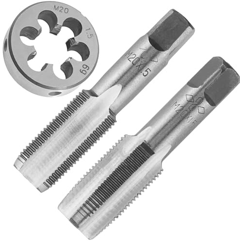 OYSKGNCMW Juego de machos y terrajas manuales M20X1.5, machos y terrajas de roscado métrico M20X1.5 mm y terrajas de roscado Redondo para Mano Derecha
