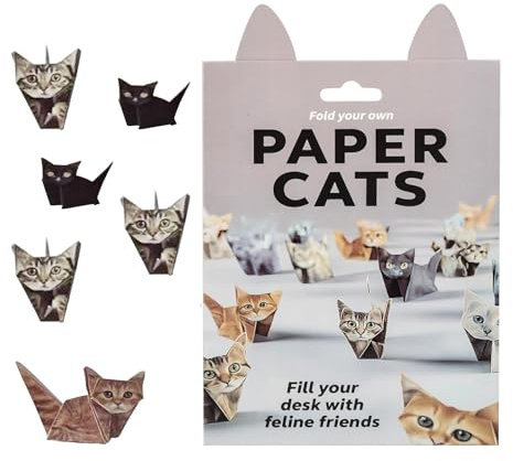 Xujinsongg Kit Origami Gatti 3D Fai da Te, 50 Fogli Carta Kraft per Artigianato, Libro di Origami, Decorazione Scrivania per Adulti Amanti degli Animali