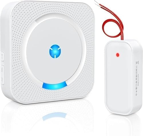 Wireless Doorbell Extender with Receiver for Existing Wired Doorbell | Convert Doorbell Chime Wired to Wireless Door Chime for Home Classroon (1 Transmitter, 1 Receiver White)