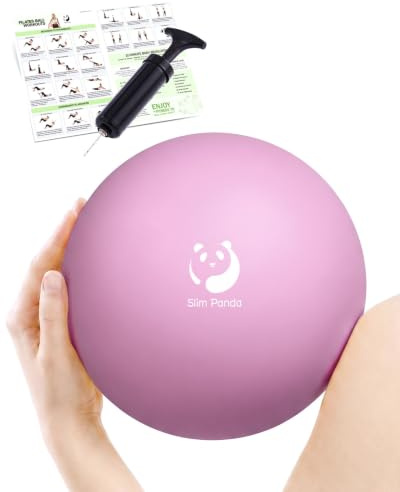 Slim Panda 8 Inch Pilates Ball, 20cm Yoga Ball, 2mm Thick for Core Training | Anti-Leakage Valve and Matte Grip for Balance & Stability