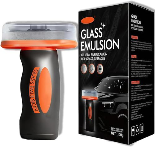 Car Window Cleaner, Glass Cleaner, Handheld Window Cleaner Tool for Car & Home, Oil Film Remover with Microfiber Brush for Windows, Mirrors, Glass Surfaces, Easy to Use