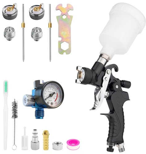 Mini pistola a spruzzo HVLP con ugelli da 0,8/1,0 mm, pistola a spruzzo per vernice auto, pistola a spruzzo per vernice auto, primer per lavori di riparazione, dettagli di riparazione