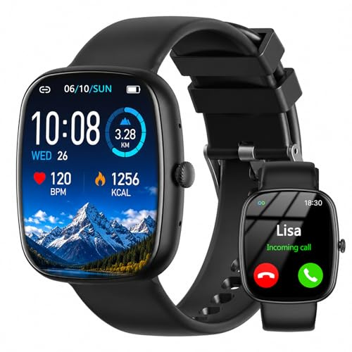 kaacly Smart Watch for Men Women Teens, Fitness Watch for Android iOS | 1.83 HD Screen, Answer/Make Calls, Sport Activity, Heart/Sleep Monitor, Step Counter, Weather, IP68 Waterproof