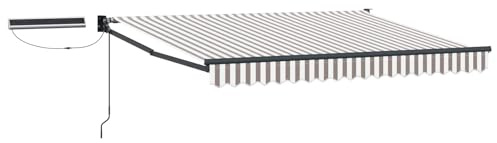 Tenda da sole elettrica estensibile, grigio chiaro e bianco | telaio in alluminio, pannello solare, telecomando, manovella, ideale per terrazza e piscina