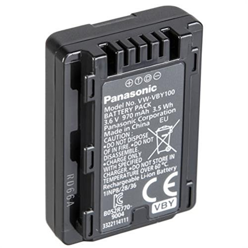 Panasonic VW-VBY100E-K Li-Ion Camcorder Akku, (geeignet für HC-V130/HC-V110/V210/V100/V10/SD40, Spannung 3,6 V, elekt. Ladung 970 mAh)
