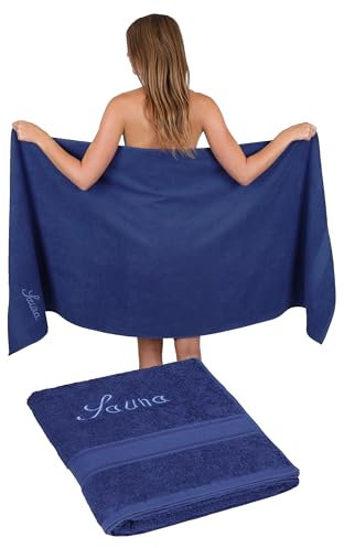 Betz 2 Stück Saunatücher Saunatuch Set Größe 80x200 cm XXL Sauna Handtuch Weich Groß Frottee France 100% Baumwolle Farbe: Marine