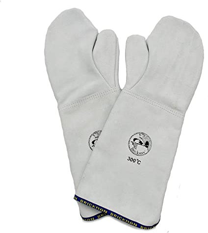 Erre4M Guanti da Forno manopola Polso da 25 cm Professionali in Pelle da 300°C