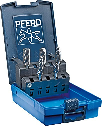 Pferd 26550 5-teilig Alu/NF Schnitt Hartmetall Bur Set mit Kunststoff Fall, 1/10,2 cm Schaft