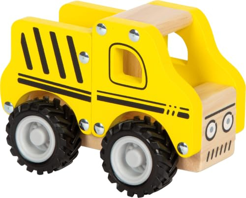 small foot Baufahrzeug aus Holz, mit Ladefläche und gummierten Rädern, für Kinder ab 18 Monaten, 11096, Gelb