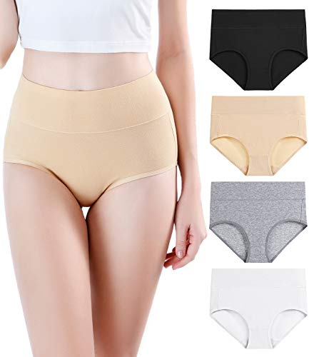 wirarpa Dam 4-pack ultramjuka hög midja bambu modal underkläder tunna andningsbara trosor storlek 7, Flerfärgad 4-pack, L