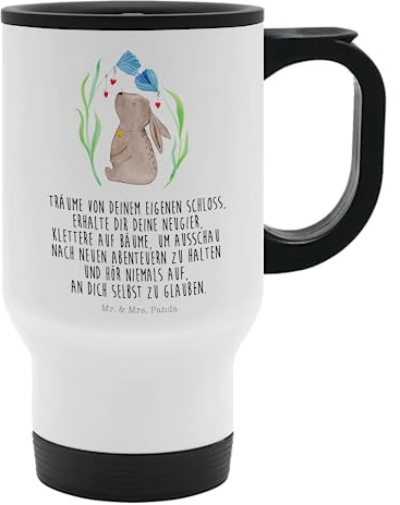 Mr. & Mrs. Panda Thermobecher Hase Blume - Ostergeschenke, Osterdeko, Geschenk, Osterhase, Kind, Edelstahlbecher, Osternest, Kaffeebecher,