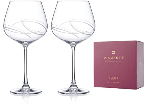 DIAMANTE Crystal Gin Glass Copas Pair with 'Arctic' Collection Design - Set of 2
