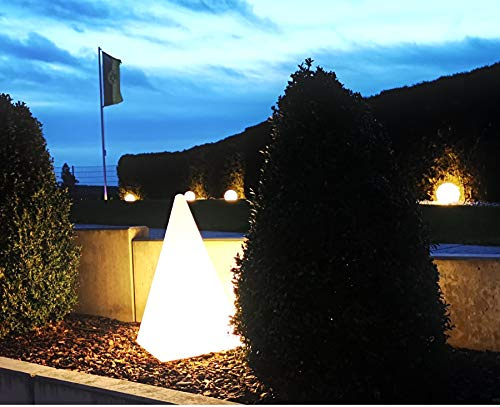 Trango IP65 Gartenleuchte 7231 Leucht-Figur Pyramide 64cm weiß inkl. 5 Meter Kabel mit E27 Fassung - Gartenlampe - Dekoration - geeignet für LED Leuchtmittel (ohne Leuchtmittel)