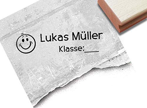 Stempel Individueller Namensstempel Smiley - Stempel personalisiert Name Klasse Schulstempel Geschenk für Kinder Schule Einschulung - zAcheR-fineT
