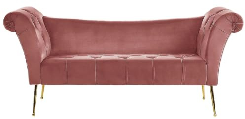 Beliani Bequeme Chaiselounge im Retro Stil Samtbezug rosa Nantilly
