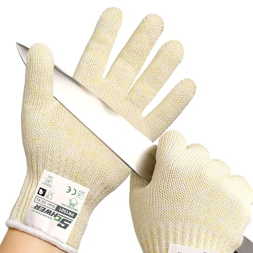 Schwer LEVEL A9/F Schnittschutzhandschuhe, ultimativer Schnittschutz nach den höchsten US-amerikanischen und europäischen Standards, PFAS-frei, zum Schneiden von Fleisch, Austernschütten(beige,XL)