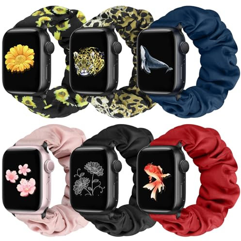 Beatlone Solo Loop klockarmband kompatibla med Scrunchie Apple Watch Band 38 mm 40 mm 41 mm 42 mm 44 mm 45 mm 49 mm mjuk stretchig kvinnor elastisk rem för Apple Watch-serien Ultra